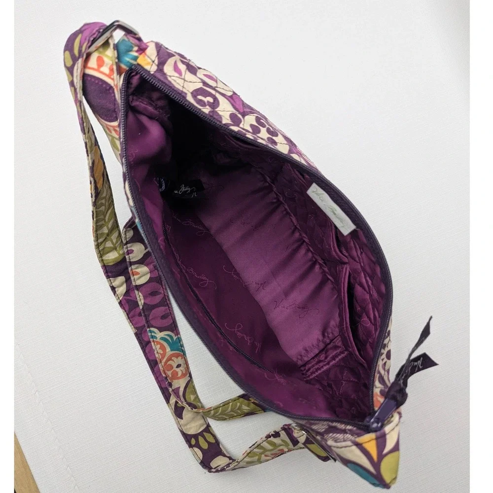 Vera Bradley Plum Crazy Quilted Cotton Crossbody Bag Purple Floral Adjustable